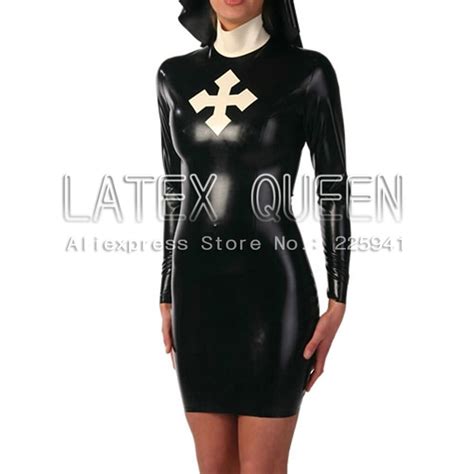 Women S One Piece Latex Dress With Hat Nun Sexy Costumes In Sexy