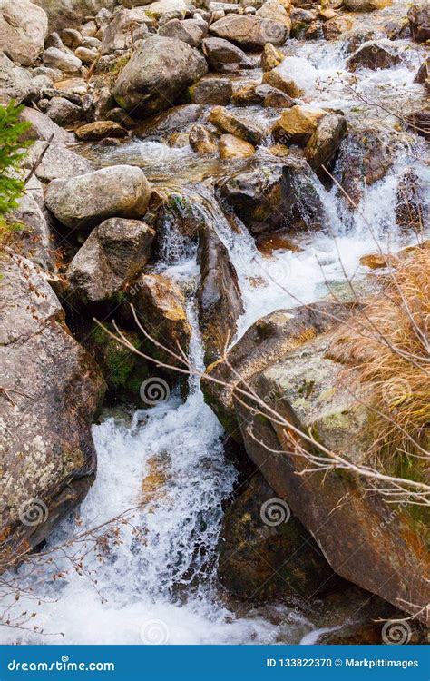 Small Waterfalls In The Creek Stock Photo Image Of Wild Mountain