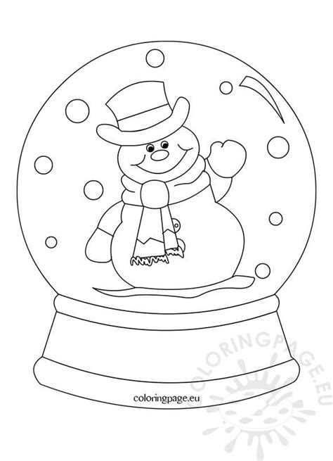 Vector cartoon icon isolated merry snowman. Snowglobe clipart black and white - Coloring Page