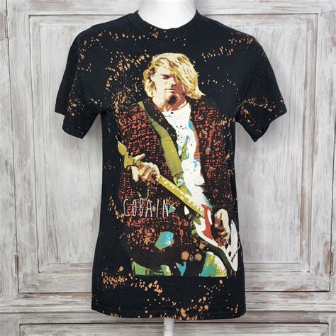 Kurt Cobain Bleach Distressed T Shirt Playing Guitar Gem