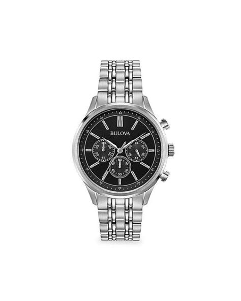 Bulova 42mm Stainless Steel Chronograph Watch In Black For Men Lyst