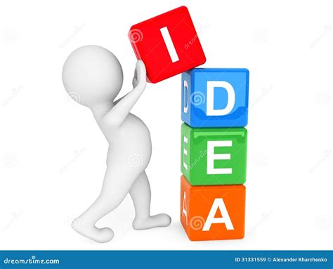 3d Person Placing Idea Cubes Royalty Free Stock Images Image 31331559