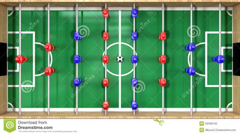 The aim of the game is to move the ball into the opponent's goal by manipulating rods which have figures attached. Foosball Table Top View Royalty Free Stock Photo - Image: 33406145