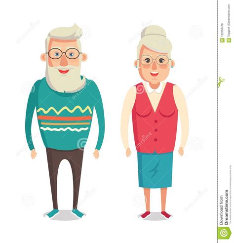 Grandparents Cartoon Character Grandma And Grandpa Stock