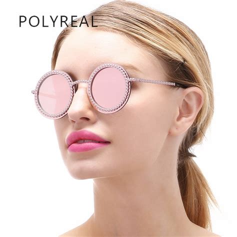 polyreal 2017 new fashion round sunglasses women brand designer circle metal gears sun glasses