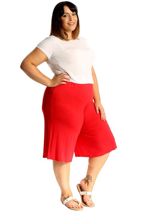 New Womens Plus Size Culottes Ladies Plain Shorts Palazzo Pants Elastic Summer Ebay