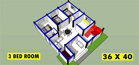 36 X 40 Simple House Plan Ii 36 X 40 आधुनिक गृह योजना Ii 3 Bhk Ghar Ka