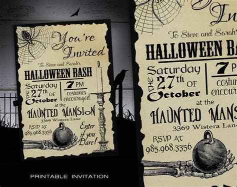 Dinywageman Free Printable Halloween Party Invitations For Adults