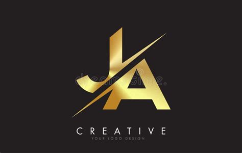 Ja J Un Diseño De Logo De Letras Doradas Con Un Corte Creativo