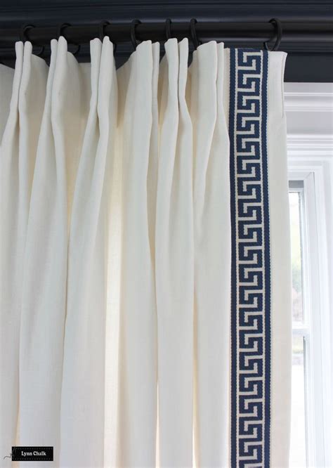 Custom Trend Linen Drapes With Fabricut Athens Key Trim Shown In