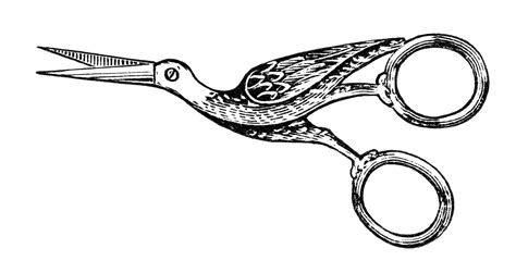 vintage sewing clipart black and white clip art bird shaped scissors antique embroidery