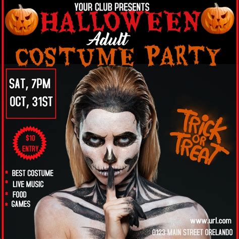 Adult Halloween Party Event Flyer Template Postermywall