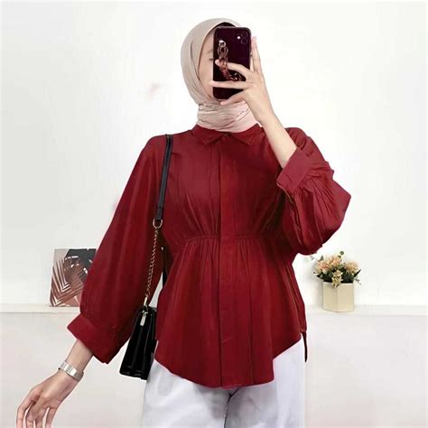 Jual Alya Shirt Kemeja Kerut Wanita Oversize Shopee Indonesia