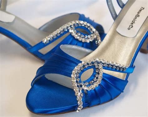 Blue Wedding Shoes Royal Blue With Silver Swarovski Crystals Etsy