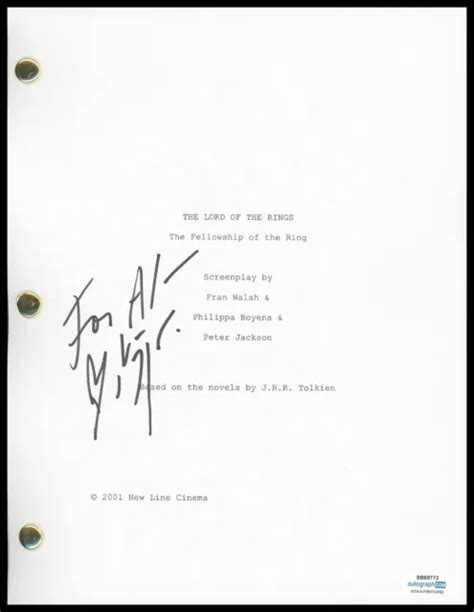 Viggo Mortensen Lord Of The Rings Fellowship Of The Ring Signed Script Acoa Picclick