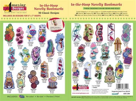Amazing Designs Adc 254 In The Hoop Novelty Bookmarks Embroidery