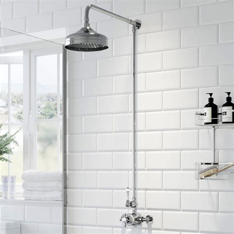 Traditional Thermostatic Mixer Shower Set Round Chrome Crosshead