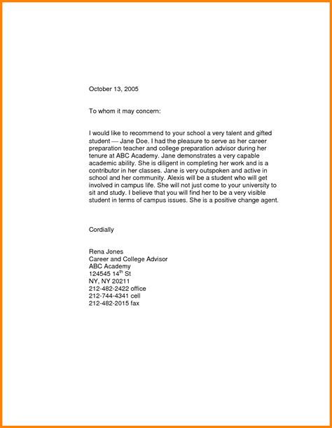 write  recommendation letter   student