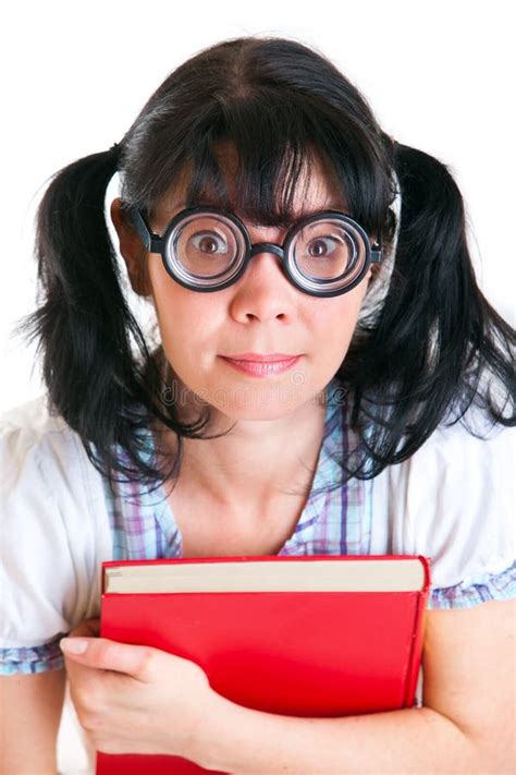 Nerd Student Girl With Textbooks Stock Photo Image Of Faces Glasses