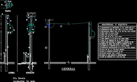 Planos De Subestaci N Tipo Poste En Dwg Autocad Tendidos Electricidad