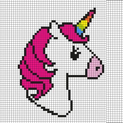 Une jolie licorne réaliste en pixel art, facile à modifier si la couleur grise de base ne te plait pas. Licorne & Arc-en-ciel : toutes les idées de Tête à modeler