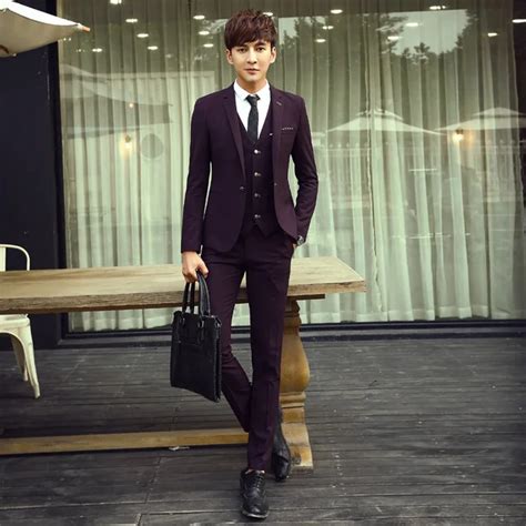 2019 Korean Men Clothing Business Casual Suit British Occupation Slim