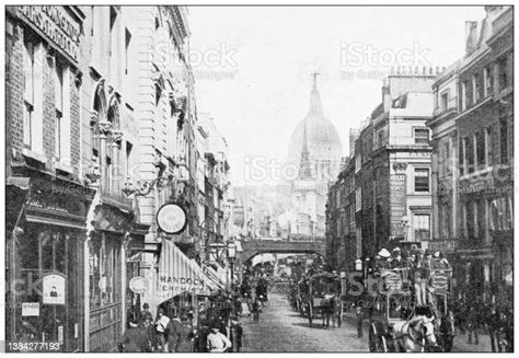 Antique Travel Photographs Of London Fleet Street Stock Illustration