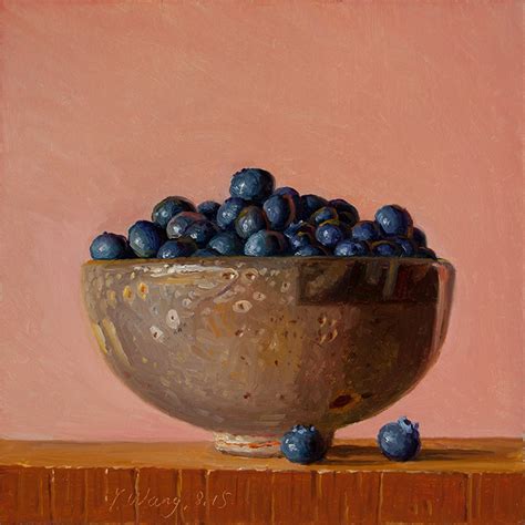 Wang Fine Art Blueberries In A Bowl Still Life Painting A Day