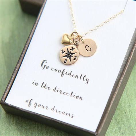 Make her feel even more special with a piece of jewelry that is specific to her. Graduation Gift, Gold Compass Necklace, Personalized ...