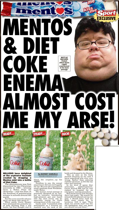 Sunday Sport On Twitter Mentos And Fizzy Pop Enema Almost Cost This
