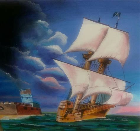 Pirate Ship Painting By Orville Miller Fine Art America