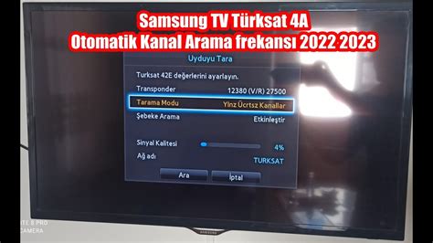 Samsung TV Türksat A Otomatik Kanal Arama frekansı YouTube