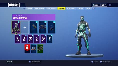 Fortnite Glow In The Dark Skull Trooper With All Dances And Emotes