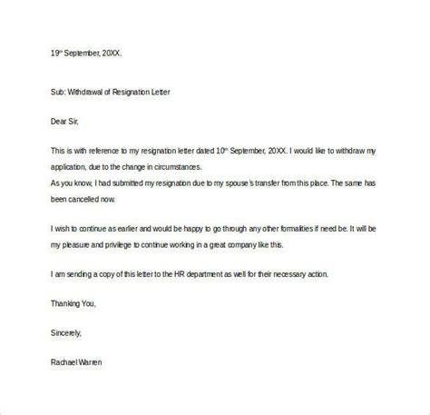 Resignation Withdrawal Letter Ideas 2022