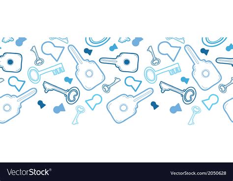 Keys Line Art Horizontal Seamless Pattern Vector Image