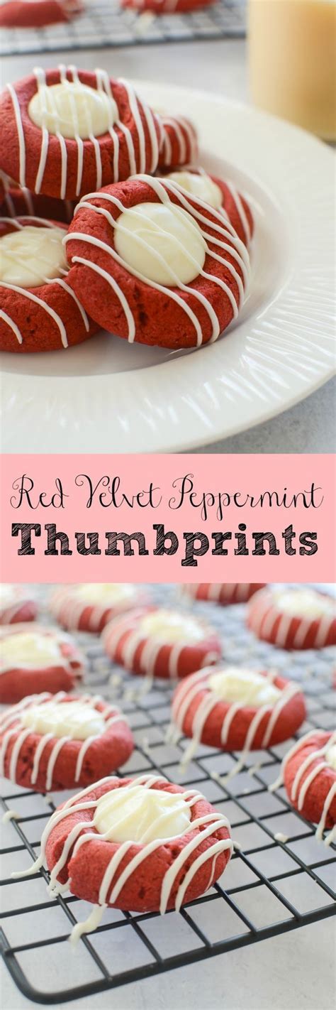 Red Velvet Peppermint Thumbprints Delicious Cookies Filled With White