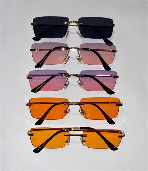 90s Vintage Rimless Sunglasses Etsy