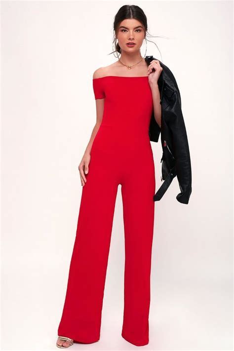Alleyoop Red Off The Shoulder Jumpsuit Petite Looloo Fashion