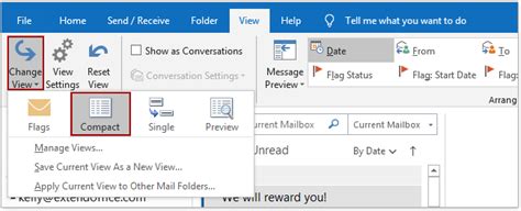 Change Inbox Folder View In Outlook