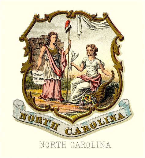 North Carolina State Coat Of Arms Illustrated 1876 Free Stock