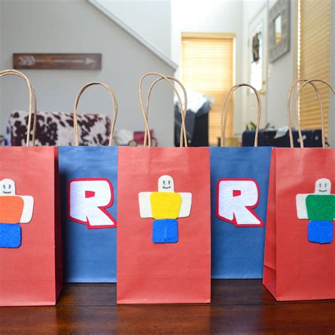 Roblox Favor Bags Set Of 12 Roblox Inspired Party Bag Etsy Roblox