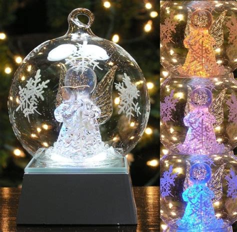 Led Lighted Angel Glass Globe Christmas Ornaments Christmas