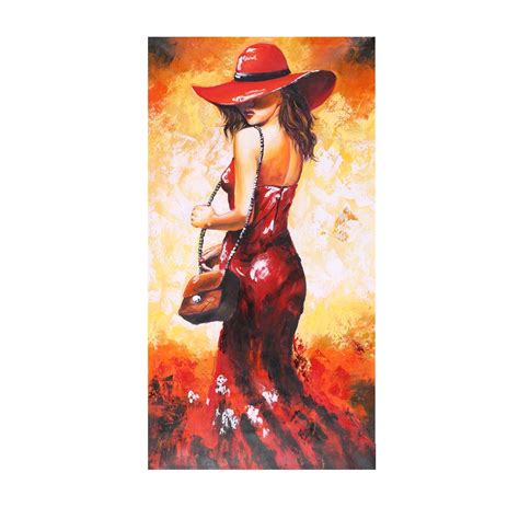 Hand Painted Oil Painting Waterproof Unframed Abstract Lady In Red