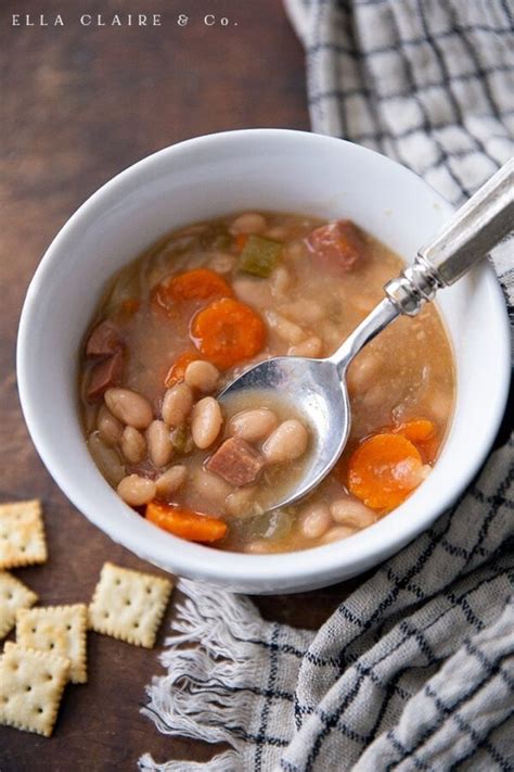 Easy Slow Cooker Bean And Ham Soup Ella Claire And Co