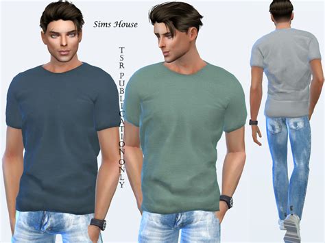 The Sims Resource Mens T Shirt Unprinted Not Tucked By Sims House