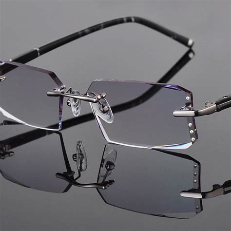metal alloy eyeglasses men rimless prescription reading myopia color mr 8 crystal glasses big