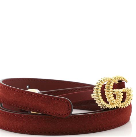 Gucci Torchon Gg Marmont Belt Suede Thin Red 8007117