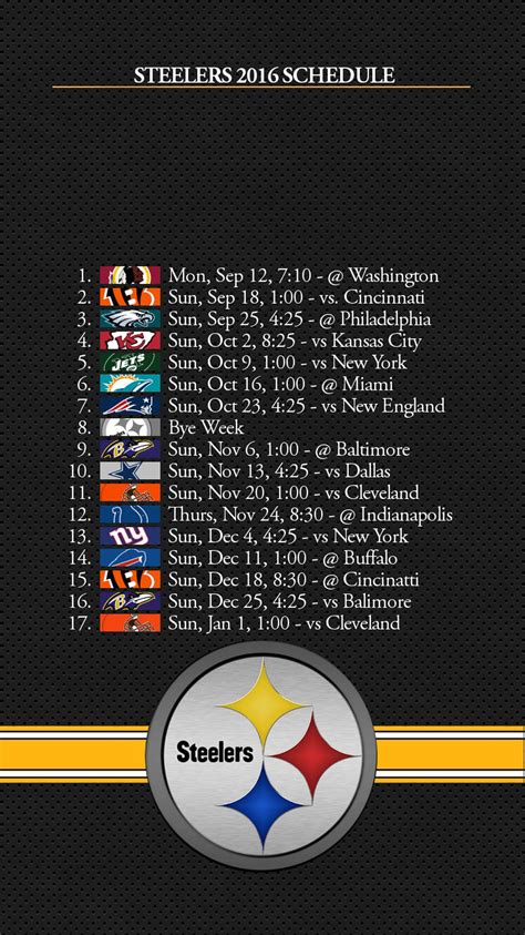 2016-17 schedule | Steelers