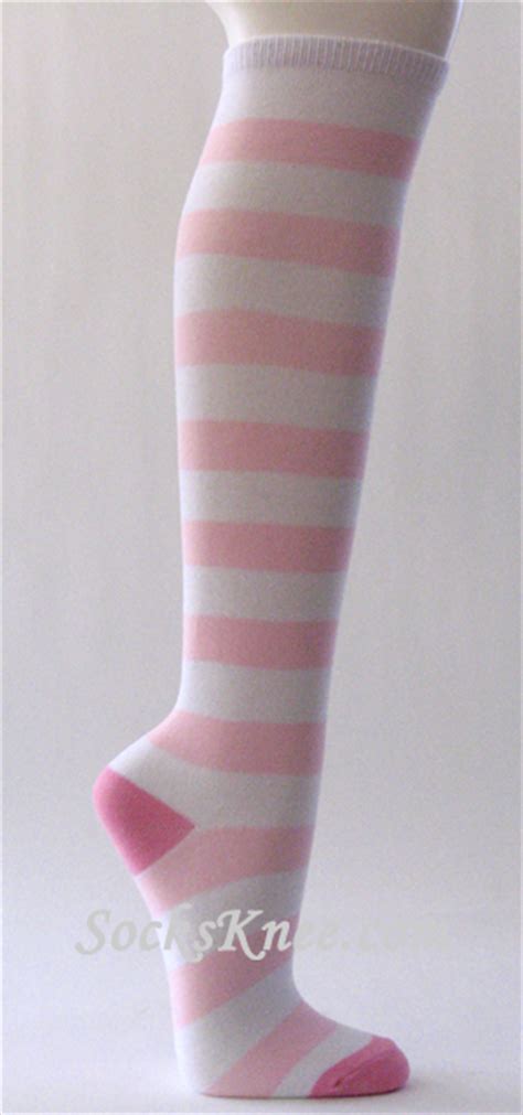 hot pink dotted white knee high socks for women