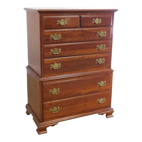 Ethan Allen Early American Traditional Solid Cherry Tall Chest On Chest